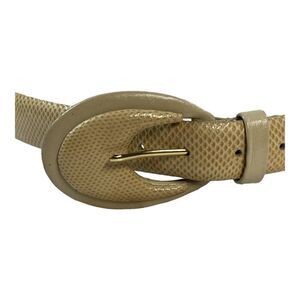 Liz Claiborne Beige Faux Snakeskin Leather Belt With Buckle 34” Vintage READ